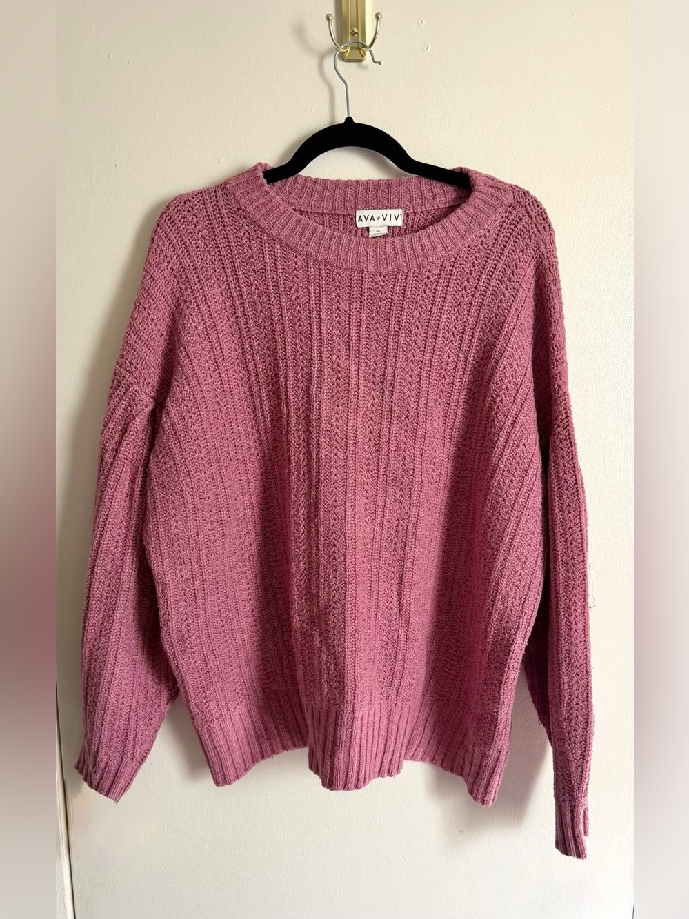 Ava & Viv 💗Pink 💗Knitted Crew Sweater 3X